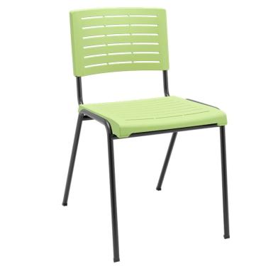 Imagem de Cadeira Empilhável Fixa Escritório Multiuso Base Preta Kimi P03 Verde Claro - Lyam Decor