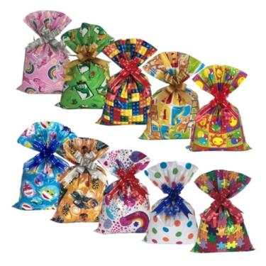 Imagem de 50 Sacos para Presente 25x36cm Embalagem Plástica para Lembrancinhas, Brindes e Festas (Sortido Infantil)