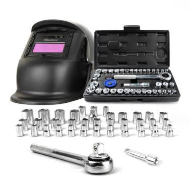 Imagem de Jogo Soquete 40 PÇS + Mascara Solda Esc. Aut. Ton.11 Combat - Titanium