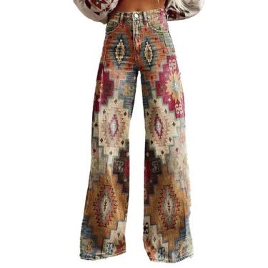 Imagem de Calças Palazzo LUFHBEHB femininas com estampa floral boho de cintura a