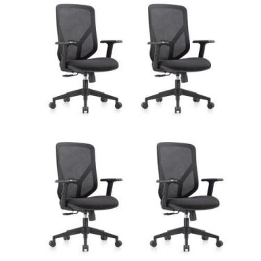 Imagem de Kit 4 Cadeiras Escritório Diretor NR17 Tela Mesh Alpha - Movescan