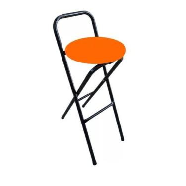 Imagem de Banqueta Baixa Aço Estofado Kit 2 Banqueta Dobrável - Moveraço, Laranj