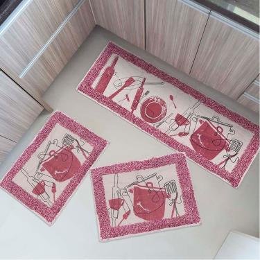 Imagem de Jogo Tapete De Cozinha Algodão Cru 3 Peças Kitchen Sultan