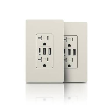 Imagem de Soquete de parede USB TOPELER, pacote com 2 portas USB, 30 W, 6,0 A, U