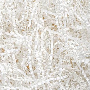 Imagem de 1,8 kg de papel cortado enrugado branco enchimento cesta de embrulho enchimento caixa de presente enchimento de papel confete recheio para aniversário, Natal, casamento, cesta, decoração (branco)