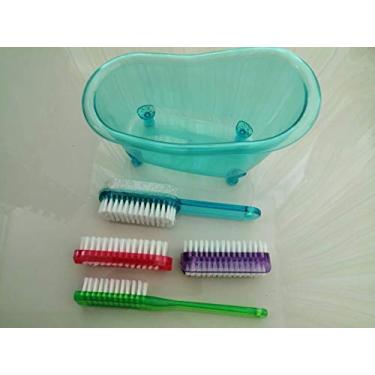 Imagem de Escova de unhas Wolfbeam Escova de limpeza para as mãos Escova esfoliante de pedra-pomes para sapato, pequena banheira de plástico para sabonete (5 em 1)