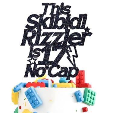 Imagem de This Skibidi Rizzler is 17 No Cap Cake Topper, Funny Modern Z Seventeen Years Old, Bruh I'm 17, 17th Birthday Party Decoration Supplies, Black Glitter