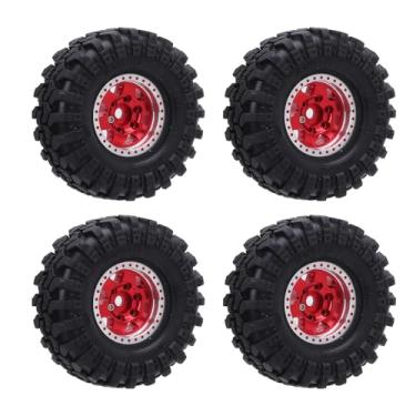 Imagem de RiToEasysports Cubo de Roda Leve Em Liga de Alumínio, Conjunto de Pneus de Cubo 1.0 Durável, Aderência Segura e Fácil Instalação para Carros de Escalada Em Escala 1/24 (Vermelho)