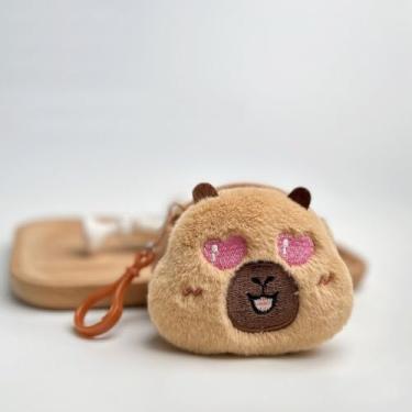 Imagem de Capybara Bolsa de pelúcia com zíper bolsa portátil pingente capibara capa para fone de ouvido criativa bolsa de dinheiro moeda capivara (estilo B)