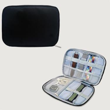 Imagem de Estojo de armazenamento de pulseira de relógio, tecido Oxford, suporte de pulseira de relógio portátil, organizador de pulseira com 8 compartimentos para pulseiras de relógio (preto)