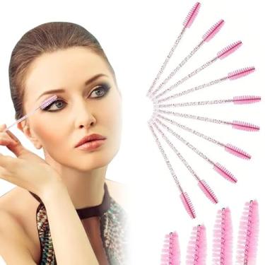 Imagem de 50 varinhas descartáveis para rímel – Pincéis de cílios e sobrancelhas para extensões (rosa)