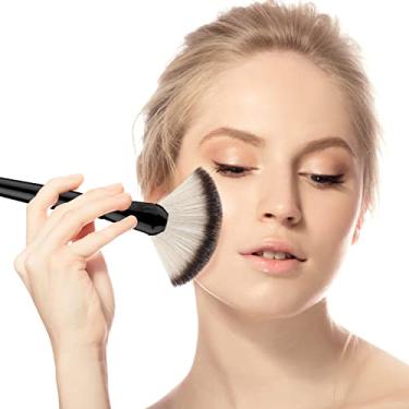 Imagem de Pincel de maquiagem, pincel profissional de maquiagem bronzeador para maçãs do rosto, pincel de base para blush facial macio e denso, ferramenta de maquiagem - preto