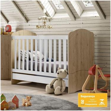 Imagem de Berço Mini Cama 3 Em 1 Bala De Menta Henn Rústico Branco Hp