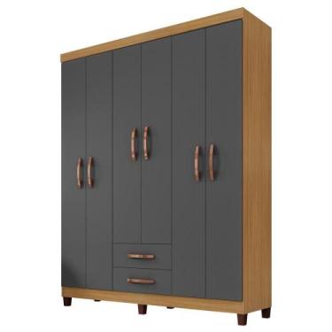 Imagem de Guarda Roupa Casal 6p 2g Moden 150 Cm 3562 Carvalho - MILANI MOVELARIA