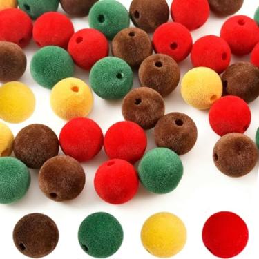 Imagem de Contas de veludo coloridas para canetas, espaçador, contas grossas para fazer joias, porta-chaves, pingentes de telefone, brincos, pulseira, artesanato, enfeite de Natal, guirlanda, 16 mm, redondo, 50