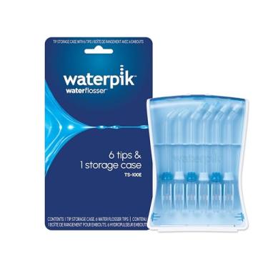 Imagem de Waterpik 6 pontas de substituição para irrigador bucal com capa, conveniente, higiênico e resistente para fácil armazenamento e viagem, inclui bicos de refil de precisão, ortodôntico, buscador de