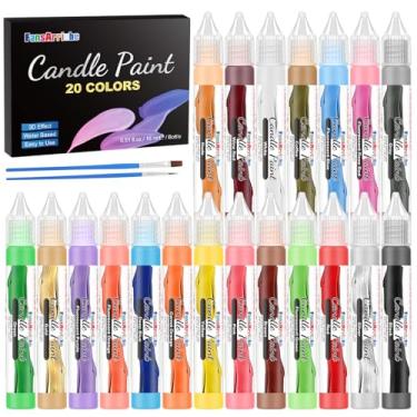 Imagem de FansArriche Tinta de vela, conjunto de canetas de cera de vela de 20 x 15 ml para fazer velas, caneta à base de água para pintura e decoração de velas com ponta de pintura fina