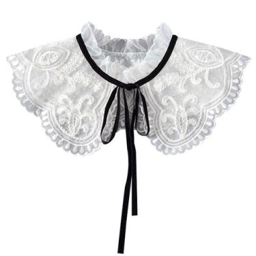 Imagem de Blusa de renda falsa com babados em estilo vitoriano para mulheres - Y