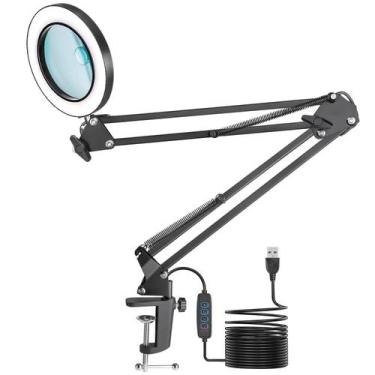 Imagem de Lupa JUBOR 10X 8X LED Light 70cm Swing Arm Braçadeira