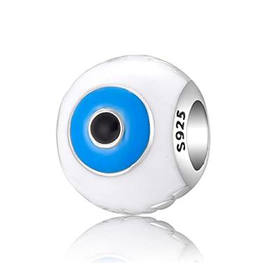 Imagem de AIEGNOS Pingentes de olho turco prata esterlina 925 para pulseira e joias da sorte, berloques Hamsa, berloques de Fátima, berloques europeus, colar de pulseira compatível com olho turco para mulheres,