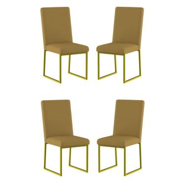 Imagem de Kit 4 Cadeiras Estofadas Base De Ferro Para Mesa De Jantar Capuccino