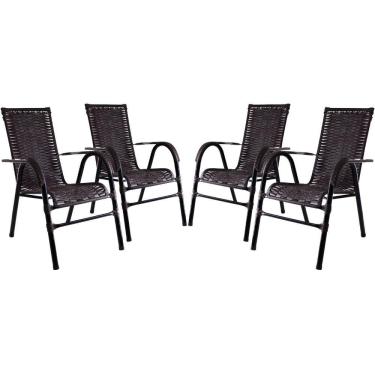 Imagem de Kit Com 4 Cadeiras Bela Fibra Sintética Tabaco