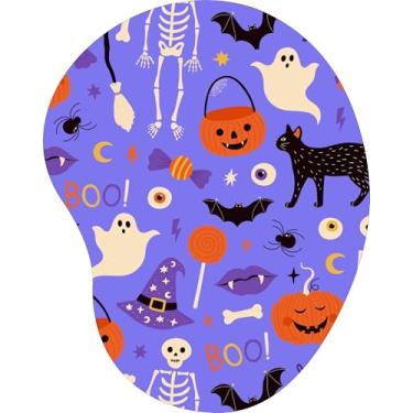 Imagem de Mouse Pad Ergonômico Gota Arte Esqueleto Halloween Estampado Lilás