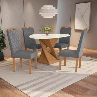 Imagem de Conjunto Sala De Jantar Luna Kappesberg 4 Cadeiras Veludo Titanio