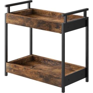 Imagem de BCOZLUX Organizador de bancada de banheiro, organizadores de balcão de 2 camadas e armazenamento para cômoda de pia de banheiro, bandeja de prateleira de madeira para maquiagem, perfume, cuidados com