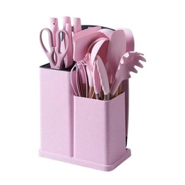 Imagem de Conjunto De UtensíLios De Cozinha Em Silicone | Conjunto Completo De Facas Afiadas(Rosa)