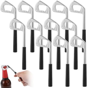 Imagem de Conjunto de abridor de garrafa de golfe com 12 peças, abridor de latas de liga de zinco – Ferramenta de abridor de cerveja portátil para amantes de golfe, presente ideal para padrinhos em prata