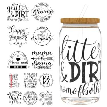 Imagem de Elewins 12 peças de papel de transferência UV DTF para Dia das Mães, envoltórios de copo UV DTF para 473 ml, óculos, mesas, cadeiras, computadores, papel de transferência UV DTF de alta viscosidade