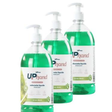 Imagem de Kit 3 Sabonetes Líquidos Glicerinados 1L Erva Doce Up Hand c/Pump Dispenser UPPRO
