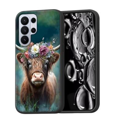 Imagem de ACWDMKH Capa para Galaxy S26 Ultra, capa fina de silicone TPU à prova de choque, resistente a arranhões, carregamento sem fio, capa resistente, linda vaca Highland