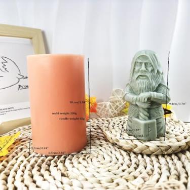 Imagem de Moldes de vela de silicone Odin ThorTyr nórdico pagão feito à mão molde de figura personalizada reutilizável molde de cera nórdica DIY presentes decoração de mesa (verde)