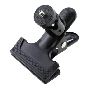 Imagem de TAODAN Suporte para câmera de tripé multifuncional preto de 11 x 8 x 8,5 cm com cabeça esférica rotativa de 360 graus, clipe de microfone adequado para refletores de flash