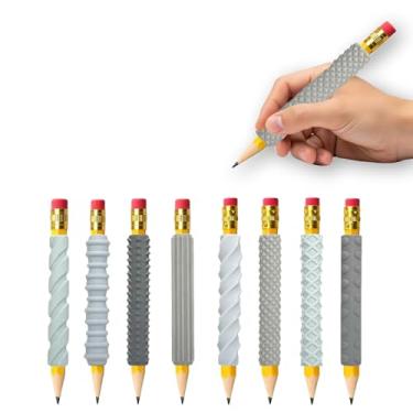 Imagem de Pacote com 8 alças texturizadas para lápis para crianças, adolescentes, adultos, capas sensoriais de silicone para TDAH, autismo, ansiedade e alívio de estresse (cor 3)