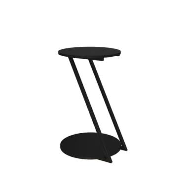 Imagem de Mesinha de canto para sala Mesa Lateral Nicho Apoio Sofá Sala Dubai Base Z Design Moderno Tampo Redondo Madeira Decoração 63X45X23CM(Preto-Tampo Preto)