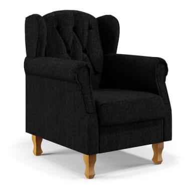 Imagem de Poltrona Decorativa Para Sala de Estar Yara P02 Linho Chumbo - Lyam Decor