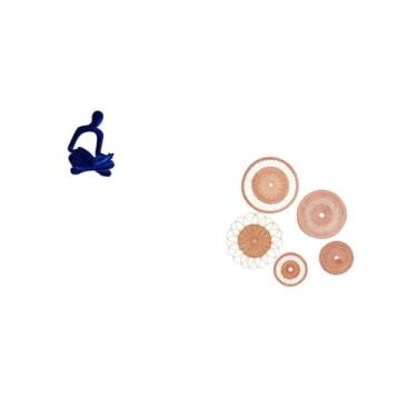 Imagem de Fenteer Escultura Abstrata de Pensador Humano E Ornamento de Parede Exclusivo em Rattan Trançado para Decoração de Escritório, Bar, Casamento, Sala de Chá, Co