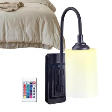 Imagem de Luminárias De Parede Operadas A Bateria - Recarregável Controle Remoto 16 Cores | Lâmpada Noturna De Parede Com Bateria - Para Sala De Estar Interior Decoração Doméstica Escritório Hotel Loja Bar