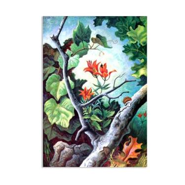 Imagem de Zeichn8u Thomas Hart Benton Impressão em tela pinturas famosas de lírio de madeira arte de parede Thomas Hart Benton pôster decoração de casa para quarto sala de estar escritório 100 x 70 cm (33 x 28