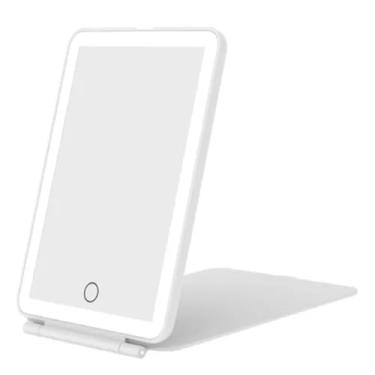 Imagem de Espelho de Maquiagem Portátil com Luz LED – Dobrável e Compacto (Modelo Plus Branco)