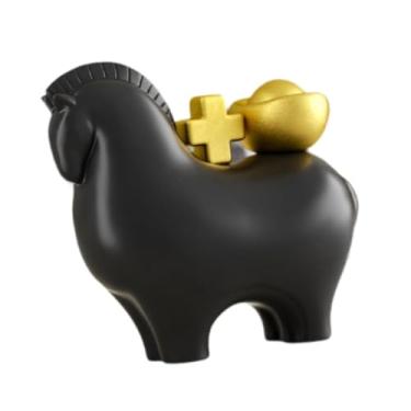 Imagem de Ioensy Estatueta de cavalo em resina, rica em significado Feng Shui, ideal para quarto de hóspedes, Preto