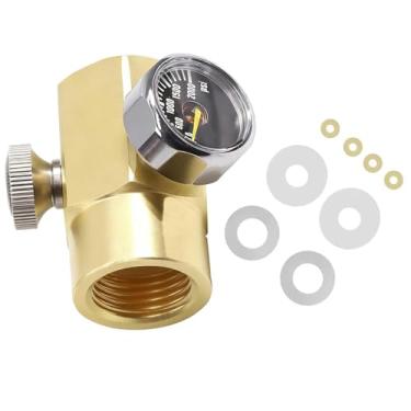 Imagem de Bothyi Adaptador de recarga de cilindro de CO2 para refrigerante, compacto e prático, com manômetro de 2000 PSI, Tr21 4 para Cga320