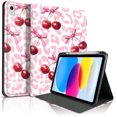 Imagem de TopPerfekt Capa para iPad 11th (A16) 27.9 cm 2025/10ª geração 27.7 cm 2022, linda cereja chique, elegante, design estético, capa protetora com suporte para lápis, antiderrapante, à prova de choque