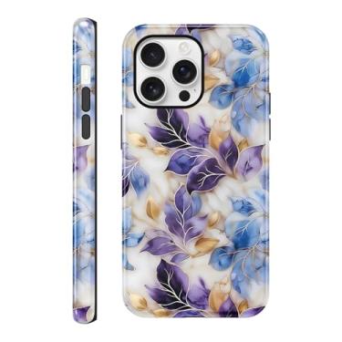 Imagem de FBHGLOA Capa para iPhone 16 Pro Max 16,9 polegadas moderna folha vitral capa de telefone feminina com design floral luxuoso à prova de choque fino TPU e capa rígida de policarbonato resistente a