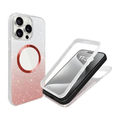 Imagem de Capa brilhante com proteção total 360° para iPhone 16, 15, 14, 13, 12, 11 Pro Max Plus, capa protetora macia com proteção magnética e carregador (para iPhone 16/6)