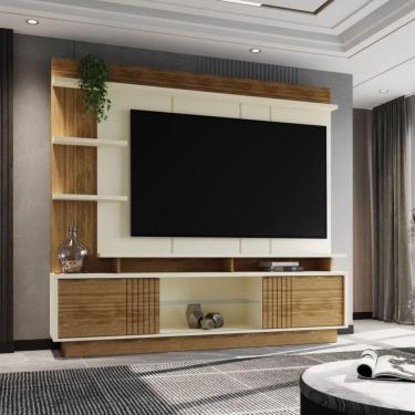 Imagem de Estante Painel Home Para Tv 65" Vinhedos Off White/amêndoa- Mabe Magazine