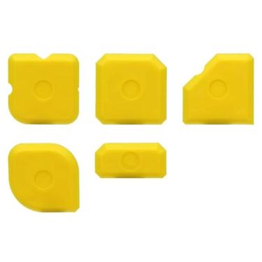 Imagem de Kit de ferramentas raspadoras de 5 peças, conjunto de argamassa, espátula de alisamento de silicone para limpeza de selantes (amarelo)